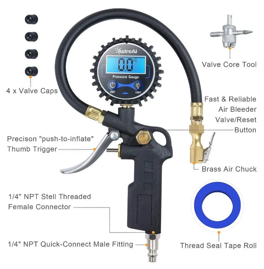 astroai digital tire pressure gauge
