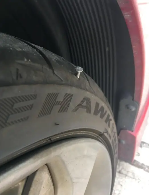 driving with nail in tire